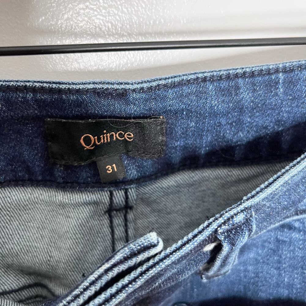 Quince Stretch High Rise Patch Pocket Wide Leg Jeans Size 31 Dark Wash Organic - Picture 6 of 12